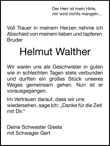 Traueranzeige von Helmut Walther von Odenwälder Echo