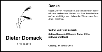 Traueranzeige von Dieter Domack von Echo-Zeitungen (Gesamtausgabe)