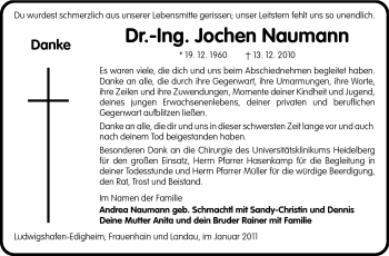 Traueranzeige von Dr.-Ing. Jochen Naumann von Starkenburger Echo, Bergsträßer Anzeiger