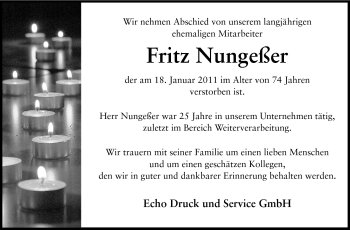Traueranzeige von Nungeßer Fritz von Echo-Zeitungen (Gesamtausgabe)