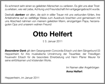 Traueranzeige von Otto Helfert  von Starkenburger Echo