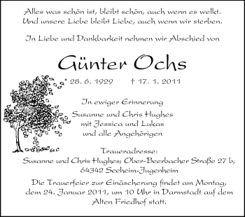Traueranzeige von Günter Ochs von Darmstädter Echo, Odenwälder Echo, Rüsselsheimer Echo, Groß-Gerauer-Echo, Ried Echo