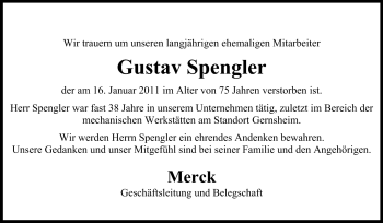 Traueranzeige von Gustav Spengler von Rüsselsheimer Echo, Groß-Gerauer-Echo, Ried Echo