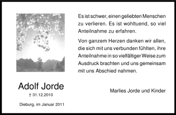 Traueranzeige von Adolf Jorde von Echo-Zeitungen (Gesamtausgabe)
