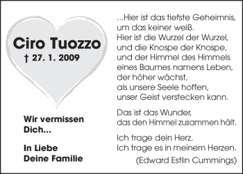 Traueranzeige von Ciro Tuozzo von Starkenburger Echo