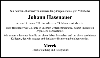 Traueranzeige von Johann Hasenauer von Echo-Zeitungen (Gesamtausgabe)