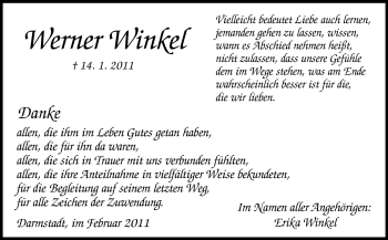 Traueranzeige von Werner Winkel von Darmstädter Echo, Odenwälder Echo, Rüsselsheimer Echo, Groß-Gerauer-Echo, Ried Echo