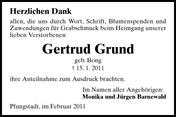 Traueranzeige von Gertrud Grund von Echo-Zeitungen (Gesamtausgabe)