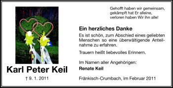 Traueranzeige von Karl-Peter Keil von Odenwälder Echo