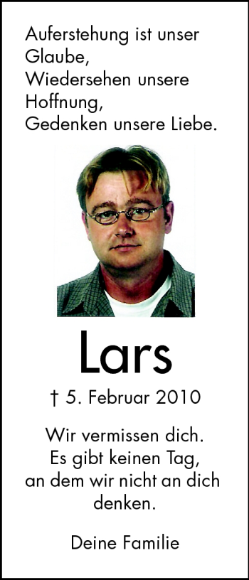 Traueranzeige von Lars - von Odenwälder Echo