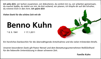 Traueranzeige von Benno Kuhn von Echo-Zeitungen (Gesamtausgabe)