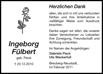 Traueranzeige von Ingeborg Marie Regina Fülbert von Odenwälder Echo