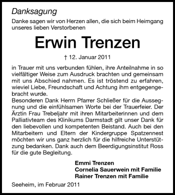 Traueranzeige von Erwin Trenzen von Echo-Zeitungen (Gesamtausgabe)