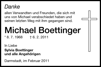 Traueranzeige von Michael Boettinger von Echo-Zeitungen (Gesamtausgabe)