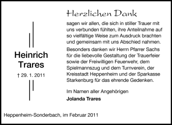 Traueranzeige von Heinrich Trares von Starkenburger Echo