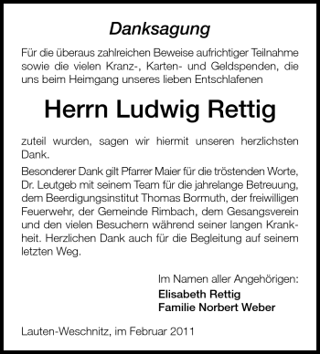 Traueranzeige von Ludwig Rettig von Starkenburger Echo