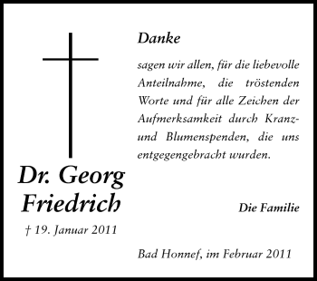 Traueranzeige von Georg Friedrich von Echo-Zeitungen (Gesamtausgabe)