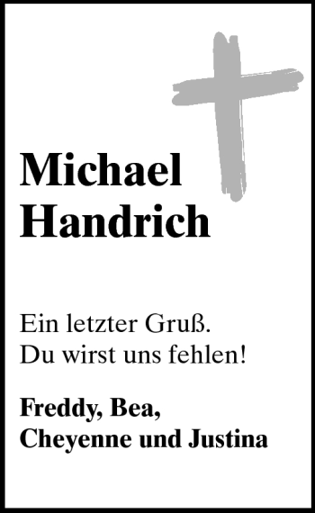 Traueranzeige von Michael Handrich von Echo-Zeitungen (Gesamtausgabe)