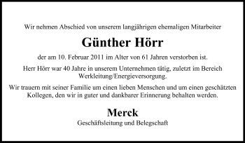 Traueranzeige von Günther Hörr von Echo-Zeitungen (Gesamtausgabe)