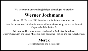 Traueranzeige von Werner Jochmann von Echo-Zeitungen (Gesamtausgabe)