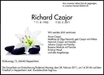 Traueranzeige von Richard Czajor von Starkenburger Echo
