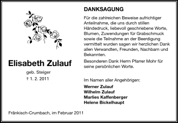 Traueranzeige von Elisabeth Zulauf von Echo-Zeitungen (Gesamtausgabe)