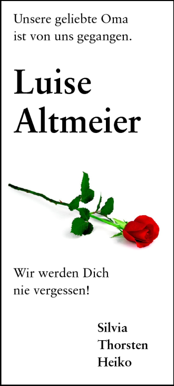 Traueranzeige von Luise Altmeier von Odenwälder Echo