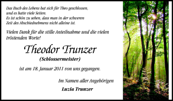 Traueranzeige von Theodor Trunzer von Odenwälder Echo