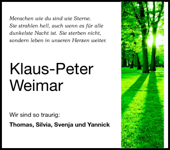 Traueranzeige von Klaus-Peter Weimar von Odenwälder Echo