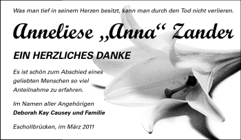 Traueranzeige von Anneliese 