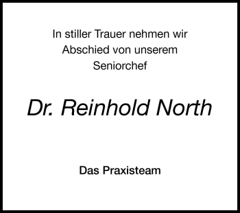Traueranzeige von Reinhold North von Echo-Zeitungen (Gesamtausgabe)