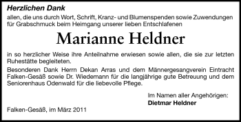 Traueranzeige von Marianne Heldner von Odenwälder Echo