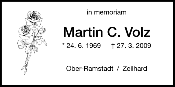 Traueranzeige von Martin Volz von Echo-Zeitungen (Gesamtausgabe)