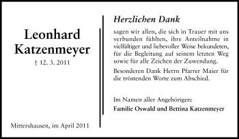 Traueranzeige von Leonhard Katzenmeyer von Starkenburger Echo