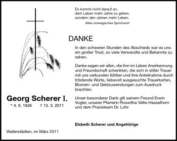 Traueranzeige von Georg Scherer von Rüsselsheimer Echo, Groß-Gerauer-Echo, Ried Echo