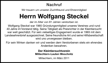 Traueranzeige von Wolfgang Steckel von Starkenburger Echo