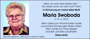 Traueranzeige von Maria Swoboda von Echo-Zeitungen (Gesamtausgabe)