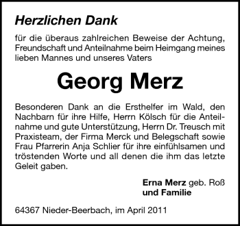 Traueranzeige von Georg Merz von Echo-Zeitungen (Gesamtausgabe)