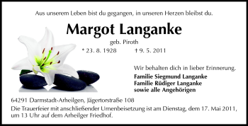 Traueranzeige von Margot Langanke von Echo-Zeitungen (Gesamtausgabe)