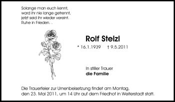 Traueranzeige von Rolf Stelzl von Echo-Zeitungen (Gesamtausgabe)