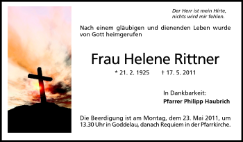 Traueranzeige von Helene Rittner von Rüsselsheimer Echo, Groß-Gerauer-Echo, Ried Echo