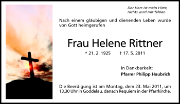 Traueranzeige von Helene Rittner von Odenwälder Echo