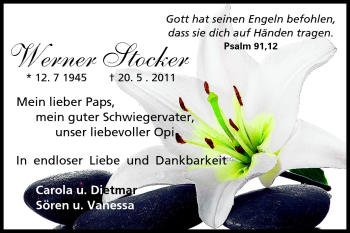 Traueranzeige von Werner Stocker von Echo-Zeitungen (Gesamtausgabe)