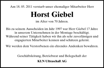 Traueranzeige von Horst Giebel von Starkenburger Echo