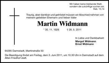Traueranzeige von Martin Widmann von Echo-Zeitungen (Gesamtausgabe)