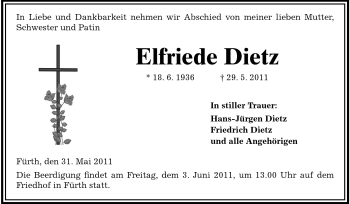 Traueranzeige von Elfriede Dietz von Starkenburger Echo