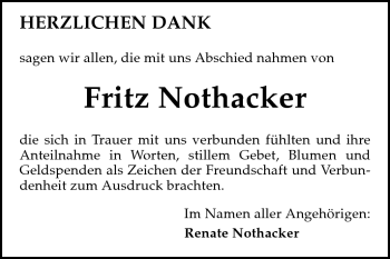 Traueranzeige von Fritz Nothacker von Darmstädter Echo, Odenwälder Echo, Rüsselsheimer Echo, Groß-Gerauer-Echo, Ried Echo
