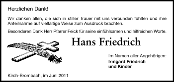 Traueranzeige von Hans Friedrich von Odenwälder Echo