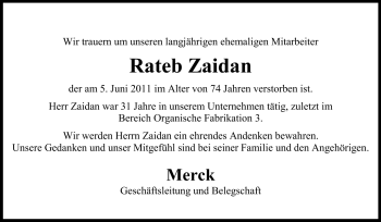 Traueranzeige von Rateb Zaidan von Echo-Zeitungen (Gesamtausgabe)