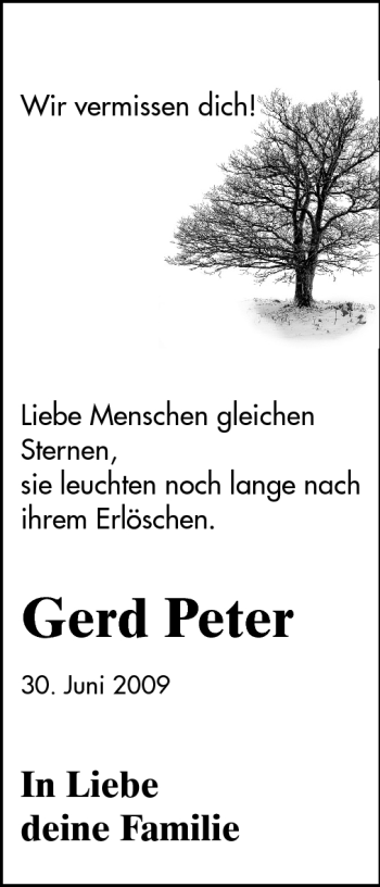 Traueranzeige von Gerd Peter von Rüsselsheimer Echo, Groß-Gerauer-Echo, Ried Echo